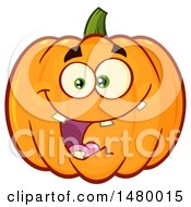 Clipart Of A Happy Toothy Pumpkin Character Mascot Royalty Free Vector Illustration by Hit Toon