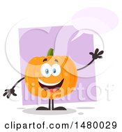 Poster, Art Print Of Happy Pumpkin Character Mascot Waving And Talking