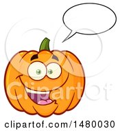 Poster, Art Print Of Happy Pumpkin Character Mascot Talking