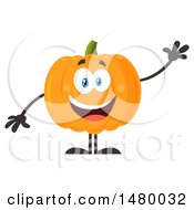 Poster, Art Print Of Happy Pumpkin Character Mascot Waving