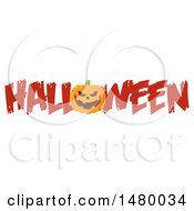 Poster, Art Print Of Grinning Evil Jackolantern Pumpkin In The Word Halloween