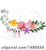Clipart Of A Floral Bouquet Border Design Element Royalty Free Vector Illustration