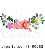 Clipart Of A Floral Bouquet Border Design Element Royalty Free Vector Illustration