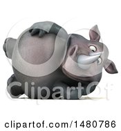 Clipart Of A 3d Reggie Rhinoceros Mascot On A White Background Royalty Free Illustration