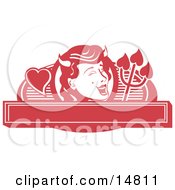 Poster, Art Print Of Pretty Shedevil With A Mole And Horns Over A Blank Banner