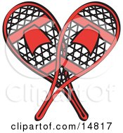 Pair Of Red Snowshoes Crossed Retro by Andy Nortnik