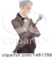 Poster, Art Print Of Senior Gentleman With A Skull Cane In His Folded Arms