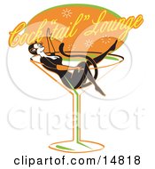Woman In A Cat Costume Lying In A Giant Martini Glass At A Cocktail Lounge by Andy Nortnik
