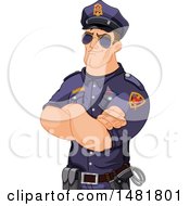 Poster, Art Print Of Police Officer With Sunglasses And Folded Arms