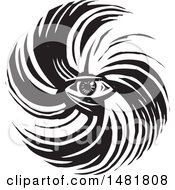 Clipart Of A Human Eye In A Hurricane Black And White Woodcut Style Royalty Free Vector Illustration by xunantunich