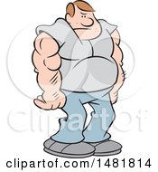 Poster, Art Print Of Cartoon Big Tough Guy With Muscular Arms