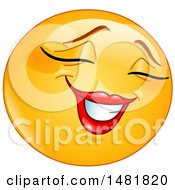 Clipart Of A Shy Female Yellow Emoji Smiley Face Royalty Free Vector Illustration