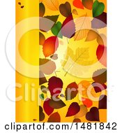 Poster, Art Print Of Background Of Autumn Leaves And A Panel