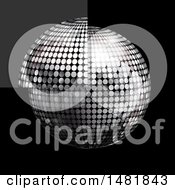 Poster, Art Print Of 3d Glass Tile Over A Silver Disco Ball On Black