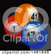 Poster, Art Print Of 3d Glass Tile Over Bingo Or Lottery Balls On Black