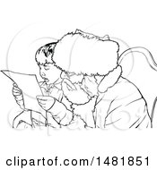 Poster, Art Print Of Christmas Santa Claus And Child Reading A Wish List List