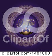 Clipart Of A Happy Diwali Greeting With Oil Lamps Royalty Free Vector Illustration by KJ Pargeter