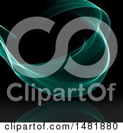 Poster, Art Print Of Green Flowing Wave On A Dark Background