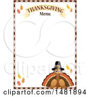 Poster, Art Print Of Pilgrim Turkey With Thanksgiving Menu Text And Border