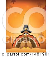 Clipart Of A Thanksgiving Pilgrim Turkey Bird With Autumn Leaves Royalty Free Vector Illustration