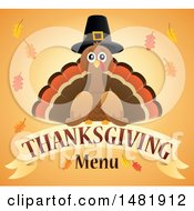 Poster, Art Print Of Pilgrim Turkey With Thanksgiving Menu Text