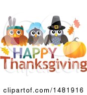 Poster, Art Print Of Thanksgiving Owls Over Text