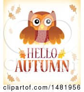 Poster, Art Print Of Cute Owl Over Hello Autumn Text