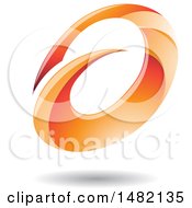 Poster, Art Print Of Abstract Orange Oval Letter A Design With A Shadow