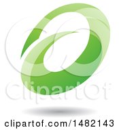 Poster, Art Print Of Abstract Green Oval Letter A Design With A Shadow