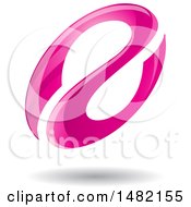 Clipart Of A Floating Pink Abstract Glossy Oval Letter A Design And Shadow Royalty Free Vector Illustration