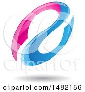 Clipart Of A Floating Pink And Blue Abstract Glossy Oval Letter A Design And Shadow Royalty Free Vector Illustration