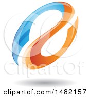 Clipart Of A Floating Blue And Orange Abstract Glossy Oval Letter A Design And Shadow Royalty Free Vector Illustration