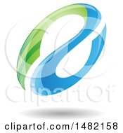 Clipart Of A Floating Green And Blue Abstract Glossy Oval Letter A Design And Shadow Royalty Free Vector Illustration