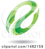 Clipart Of A Floating Green Abstract Glossy Oval Letter A Design And Shadow Royalty Free Vector Illustration