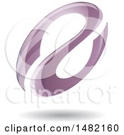 Clipart Of A Floating Purple Abstract Glossy Oval Letter A Design And Shadow Royalty Free Vector Illustration