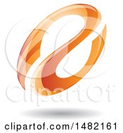 Clipart Of A Floating Orange Abstract Glossy Oval Letter A Design And Shadow Royalty Free Vector Illustration