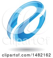 Clipart Of A Floating Blue Abstract Glossy Oval Letter A Design And Shadow Royalty Free Vector Illustration