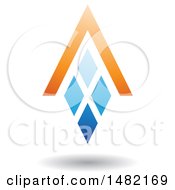 Poster, Art Print Of Blue And Orange Abstract Letter A Diamond Window And House Roof