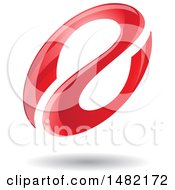 Clipart Of A Floating Red Abstract Glossy Oval Letter A Design And Shadow Royalty Free Vector Illustration