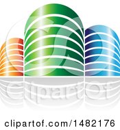Clipart Of Shiny Blue Orange And Green City Or Apartment Buildings And Reflections Royalty Free Vector Illustration by cidepix
