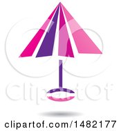 Clipart Of A Floating Pink Umbrella And Shadow Royalty Free Vector Illustration