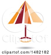 Clipart Of A Floating Orange Umbrella And Shadow Royalty Free Vector Illustration