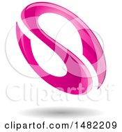 Clipart Of A Floating Pink Abstract Glossy Oval Letter S Design And Shadow Royalty Free Vector Illustration