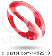 Poster, Art Print Of Floating Red Abstract Glossy Oval Letter S Design And Shadow