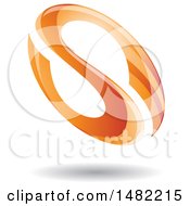 Clipart Of A Floating Orange Abstract Glossy Oval Letter S Design And Shadow Royalty Free Vector Illustration