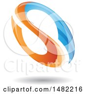 Poster, Art Print Of Floating Blue And Orange Abstract Glossy Oval Letter S Design And Shadow
