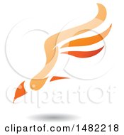 Poster, Art Print Of Orange Flying Bird With Long Wings And A Shadow