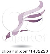 Clipart Of A Purple Flying Bird With Long Wings And A Shadow Royalty Free Vector Illustration by cidepix