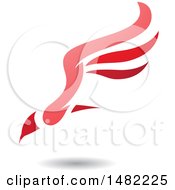 Clipart Of A Red Flying Bird With Long Wings And A Shadow Royalty Free Vector Illustration by cidepix