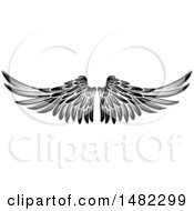 Clipart Of A Black And White Pair Of Feathered Wings Royalty Free Vector Illustration